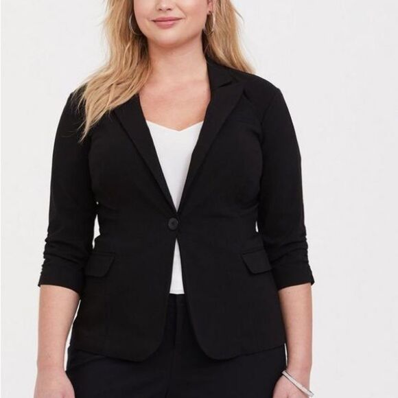 Torrid Studio‎ Lexington Millennium Stretch Blazer Office Plus Size 2 2X Black - Picture 1 of 9